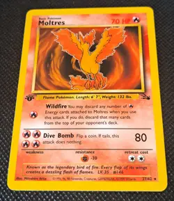 Pokemon Moltres 1st Edition Fossil 27/62 70 HP Regular non-holo Rare 1999 - Image 4