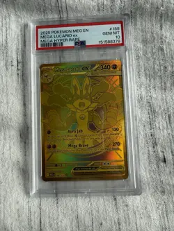2025 Pokemon Mega Evolution Lucario ex Hyper Rare #188 PSA 10 GEM MINT - Image 1