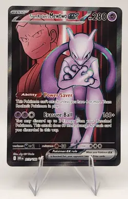 Pokemon Team Rocket's Mewtwo EX Ultra Rare Holo 213/182 Sv10 280 HP - Image 1
