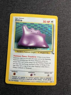 1999 Pokemon Fossil Unlimited Ditto Holo Rare 3/62 LP - Image 1
