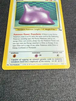 1999 Pokemon Fossil Unlimited Ditto Holo Rare 3/62 LP - Image 2