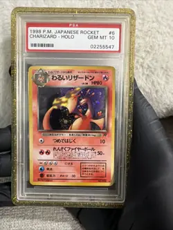 PSA 10 Pokemon 1998 Japanese Rocket Dark Charizard Holo 006 RARE - Image 1