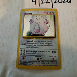 Pokemon Chansey 003/102 Base Set Holo Rare 120 HP Basic Pokemon TCG English - Image 1