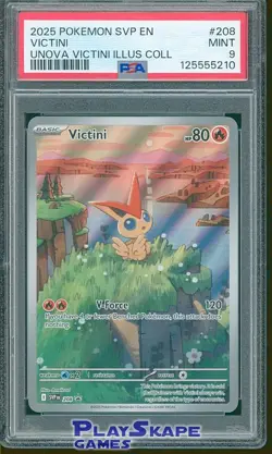Pokemon Card PSA 9 Victini SVP 208 Illustration Rare Promo IR Full Art Holo 2025 - Image 1