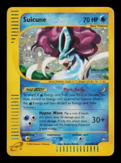 Pokemon Card Suicune SWIRL H25/H32 Aquapolis Vintage Holo Vintage Rare HP 2002 - Image 1