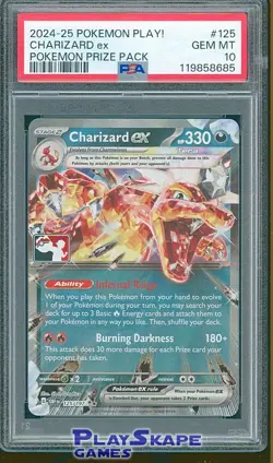 Pokemon Card PSA 10 Charizard ex 125/197 Prize Pack Series Promo OBF 2024-25 #2 - Image 1