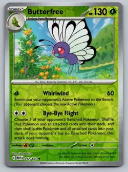 Butterfree 012/165 Uncommon 151 Pokemon Reverse Holo Near Mint - Image 1