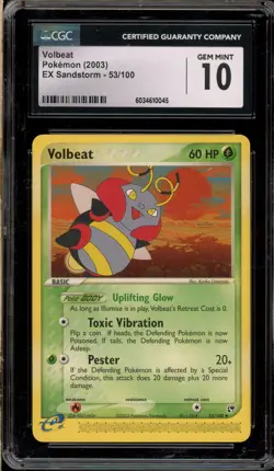 Pokemon Volbeat EX Sandstorm #53 CGC 10 Gem Mint - Image 1