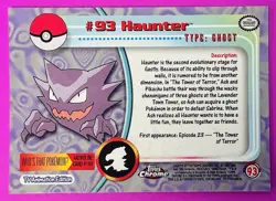 Topps Chrome Pokemon #93 Haunter Ghost Dark NRM - Image 2