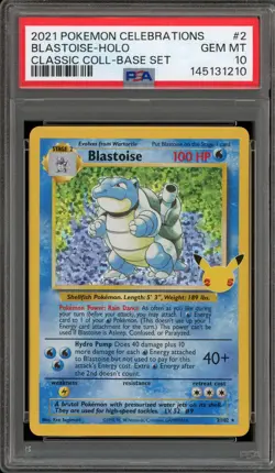 Pokemon Blastoise Celebrations Classic Coll. Base Set Holo Rare #2 PSA 10 - Image 1