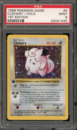 Pokemon Clefairy Base Set Shadowless 1st Edition Holo Rare #5 PSA 9 Mint - Image 1