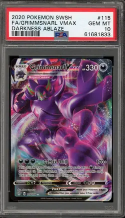 Pokemon Grimmsnarl VMAX Darkness Ablaze Full Art #115 PSA 10 Gem Mint - Image 1
