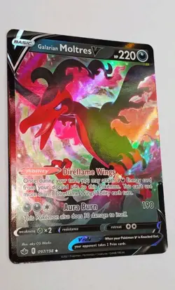 GLARIAN MOLTRES V 97/198 HOLOGRAPHIC Chilling Reign Pokemon Card Game Rare 2021 - Image 2