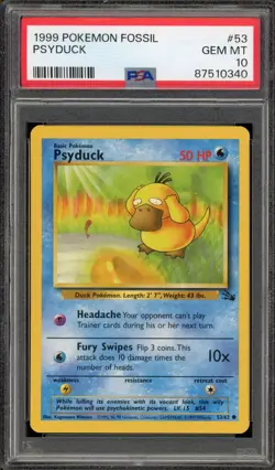Pokemon Psyduck Fossil Unlimited #53 PSA 10 Gem Mint - Image 1