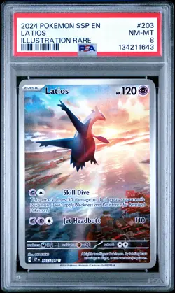 2024 POKEMON SSP EN-SURGING SPARKS ILLUSTRATION RARE #203 LATIOS PSA 8 - Image 1