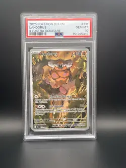 2025 POKEMON BLK EN LANDORUS #131 ILLUSTRATION RARE PSA 10 - Image 1