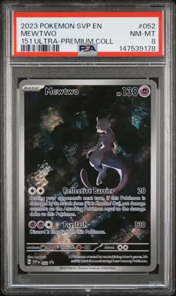 2023 Pokemon PSA 8 Mewtwo #52 Black Star Promo Scarlet & Violet 151 UPC Promo - Image 1