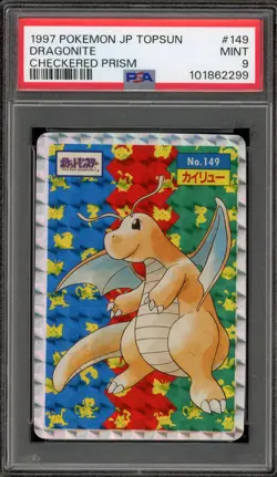 Pokemon Topsun Dragonite Japanese Checkered Prism #149 PSA 9 Mint - Image 1