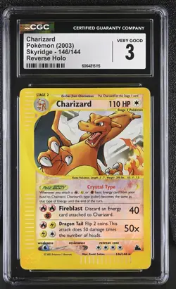 CGC 3 Charizard 2003 Skyridge 146/144 Reverse Holo Pokemon Card - Image 1