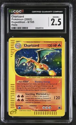 CGC 2.5 Charizard 2002 Expedition 6/165 Holo SWIRL Pokemon Card - Image 1
