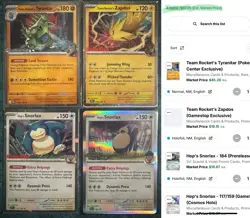 POKEMON CENTER TEAM ROCKETS TYRANITAR ZAPDOS GAMESTOP SEALED PROMO 4 CARD LOT !! - Image 1