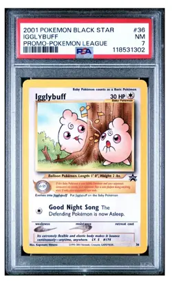 2001 Pokemon Igglybuff 36/53 Wotc Promo Regular, Non-holo PSA 7 - Image 1