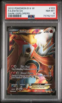 PSA 8 Entei EX 103/108 Full Art 2012 Pokemon Black & White BW Dark Explorers - Image 3