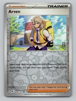 Reverse Holo Arven #186/197 Uncommon SV03: Obsidian Flames Pokemon - Image 1