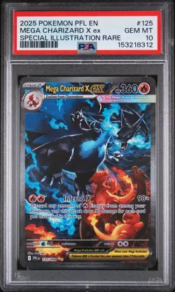 2025 POKEMON PFL EN-PHANTASMAL FLAMES #125 MEGA CHARIZARD X EX PSA 10 - Image 1