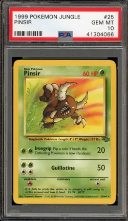 Pokemon Pinsir Jungle Unlimited NON Holo Rare #25 PSA 10 Gem Mint - Image 1