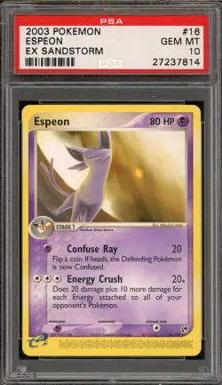 Pokemon Espeon EX Sandstorm Rare #16 PSA 10 Gem Mint - Image 1