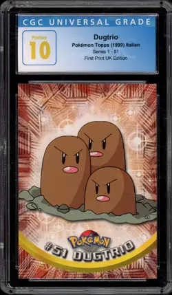 Pokemon Topps Dugtrio Series 1 First Print UK Ed. ITALIAN #51 CGC 10 Pristine - Image 1
