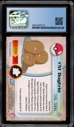Pokemon Topps Dugtrio Series 1 First Print UK Ed. ITALIAN #51 CGC 10 Pristine - Image 2
