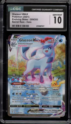 Pokemon Glaceon VMAX Evolving Skies Secret Rare Full Alt Art #209 CGC 10 - Image 1