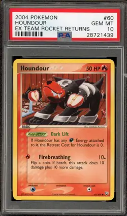 Pokemon Houndour EX Team Rocket Returns #60 PSA 10 Gem Mint - Image 1