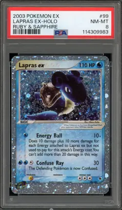 Pokemon Lapras ex EX Ruby & Sapphire Holo Ultra Rare #99 PSA 8 - Image 1