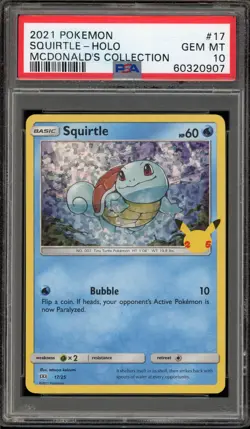 Pokemon 2021 Squirtle McDonald's Coll. Holo Promo #17 PSA 10 Gem Mint - Image 1