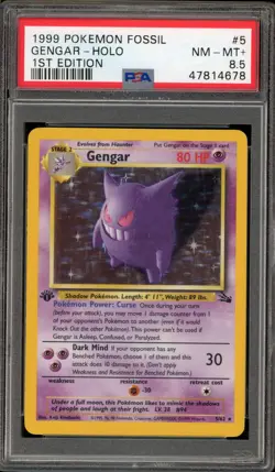 Pokemon Gengar Fossil 1st Edition Holo Rare #5 PSA 8.5 - Image 1