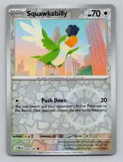 Reverse Holo Squawkabilly #160/182 Common SV10: Destined Rivals Pokemon - Image 1