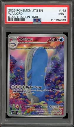 Pokemon Wailord Journey Together Illustration Rare #162 PSA 9 Mint - Image 1