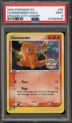 Pokemon Charmander City Championships EX Dragon Holo Secret Rare #98 PSA 9 Mint - Image 1