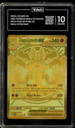 Pokemon Mega Lucario ex Mega Evolution Mega Hyper Rare #188 TAG 10 Gem Mint - Image 1