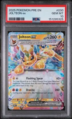 2025 POKEMON PRE EN-PRISMATIC EVOLUTIONS #030 JOLTEON EX PSA 10 - Image 1