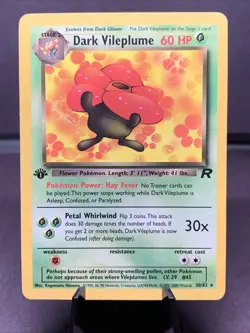 Pokemon TCG 1st Edition Dark Vileplume 30/82 Team Rocket Non Holo Rare WOTC VTG - Image 1