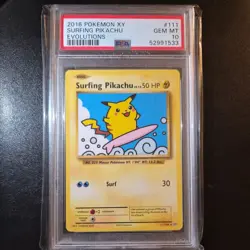 2016 POKEMON XY EVOLUTIONS #111 SURFING PIKACHU PSA 10 - Image 1