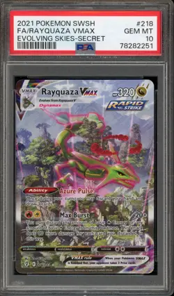 Pokemon Rayquaza VMAX Evolving Skies Secret Rare Full Alt Art #218 PSA 10 - Image 1