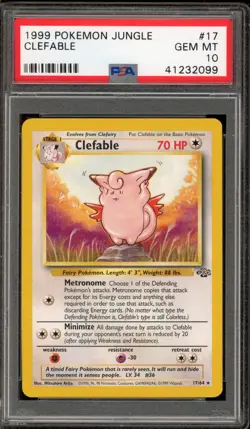 Pokemon Clefable Jungle Unlimited NON Holo Rare #17 PSA 10 Gem Mint - Image 1