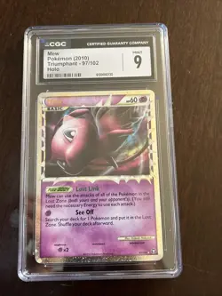 CGC 9 MINT Mew 2010 Triumphant 97/102 Holo Pokemon Card Belly Swirl - Image 1