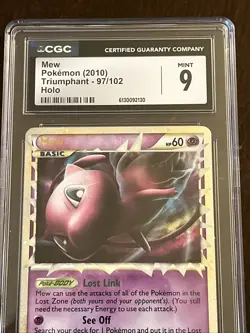 CGC 9 MINT Mew 2010 Triumphant 97/102 Holo Pokemon Card Belly Swirl - Image 2
