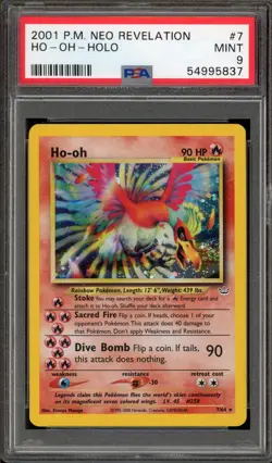 Pokemon Ho-Oh Neo Revelation Unlimited Holo Rare #7 PSA 9 Mint - Image 1
